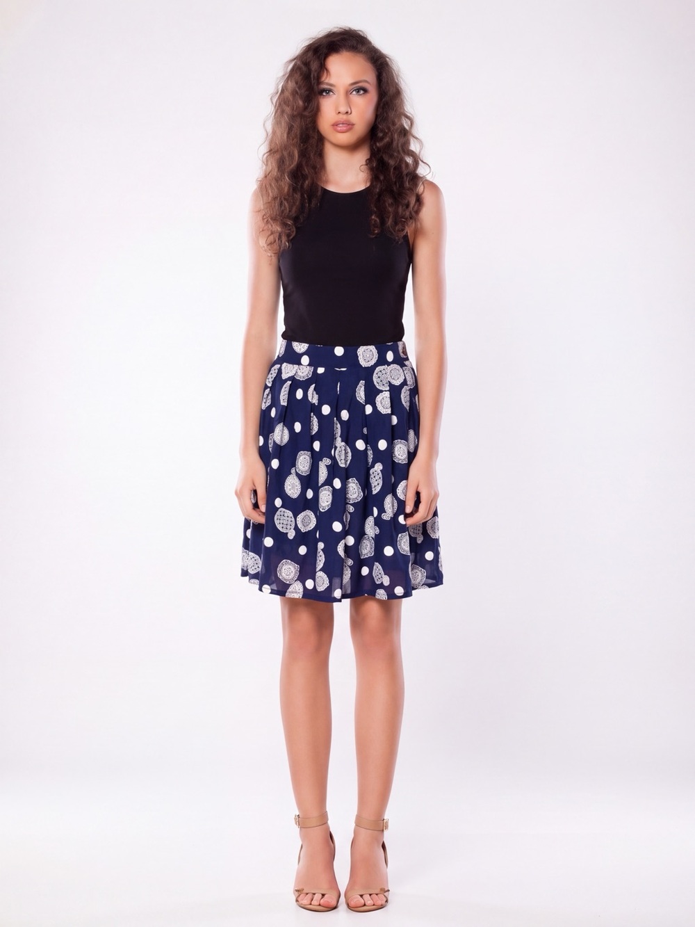 Leslie Fay Vintage RePaved Rayon Pleated Pocket Polka Dot Paisley Midi Skirt 16